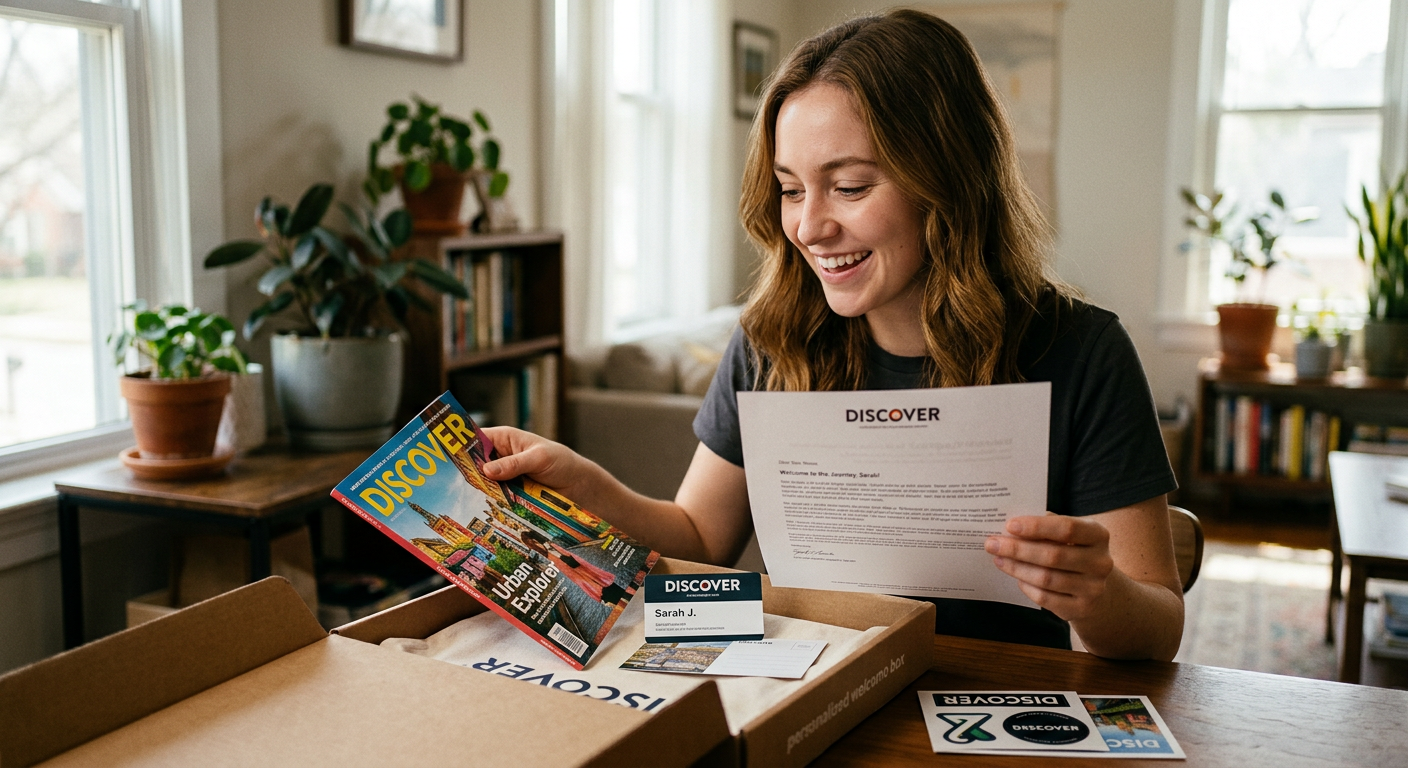 New magazine subscriber opening a welcome pack with a magazine and welcome letter